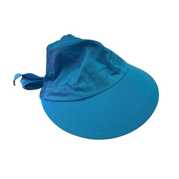 Vintage Deadstock Headliners Sun Hat Coastal Beachy Summer Blue Bow Tie Back